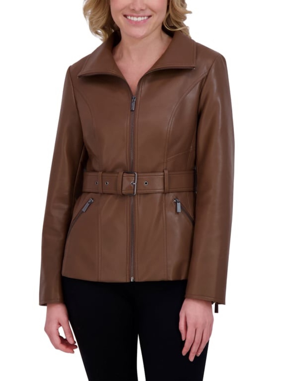 Kenneth Cole Women's Belted Faux Leather Jacket NWOT
